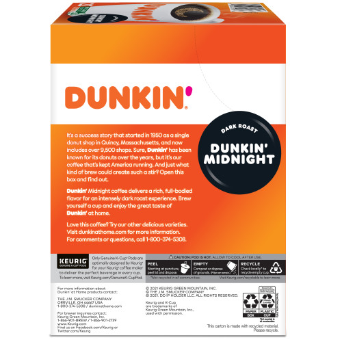 dunkin midnight kcups box side