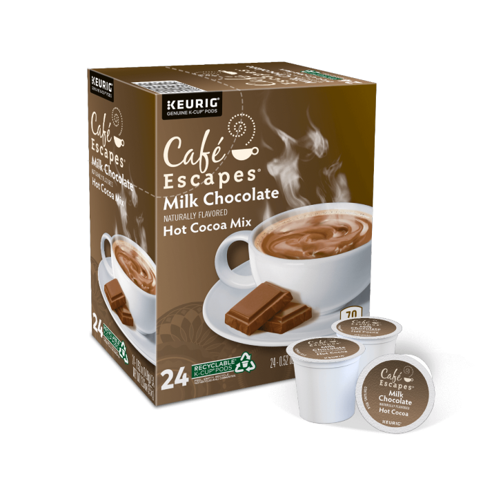 cafe escapes milk chocolate hot cocoa k cups bulk box