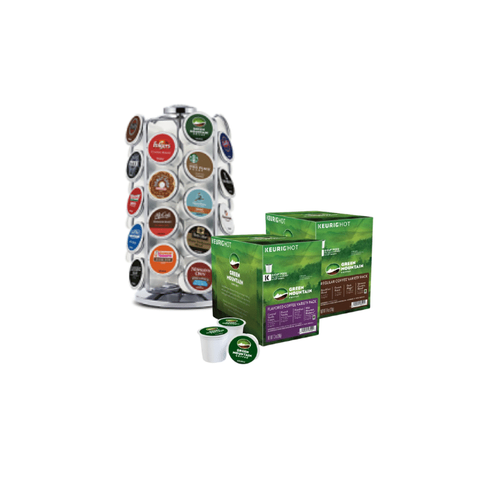Kcup storage rack and variety of coffee gift set