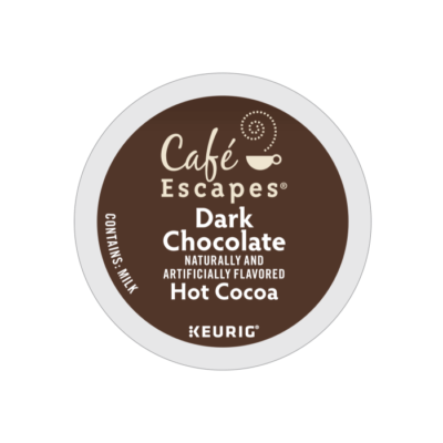 cafe escapes dark chocolate hot cocoa k cups lid