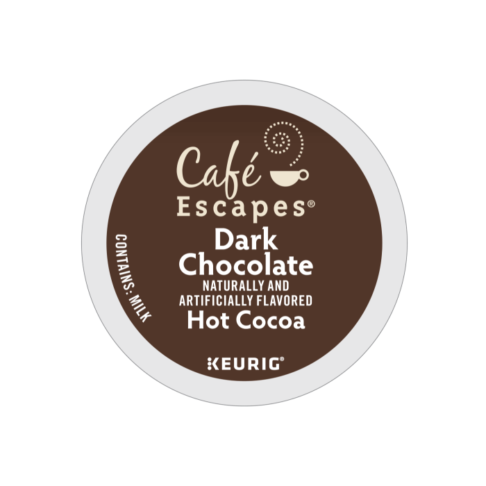 cafe escapes dark chocolate hot cocoa k cups lid