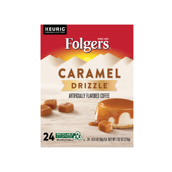 folgers caramel drizzle k cup box front