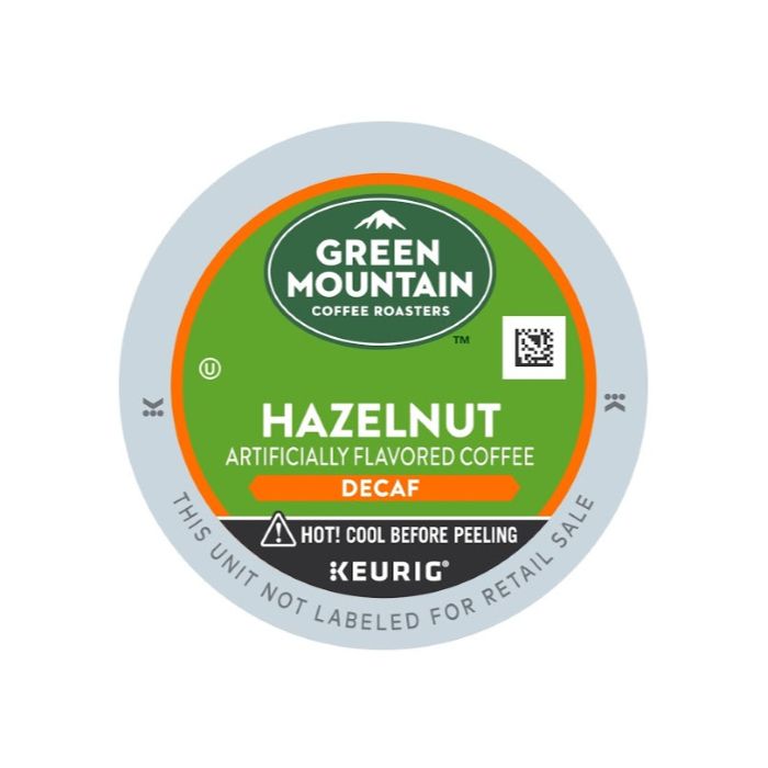 Green Mountain Hazelnut kcups decaf lid