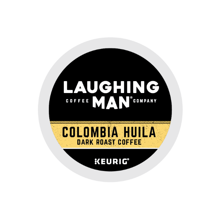 Laughing Man Colombia Huila K cups lid